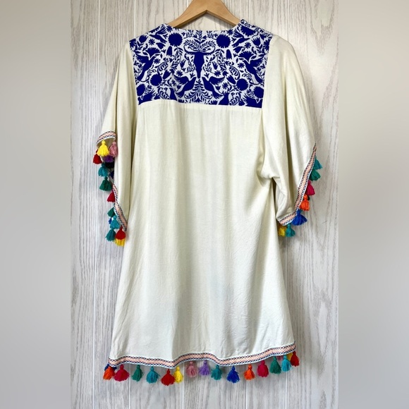 Judith March Embroidered Tassel Kimono Coverup Size Small EUC - Picture 3 of 3